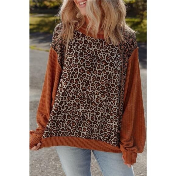 ✨NWT Leopard Print Long Sleeve Sweatshirt - Picture 1 of 9
